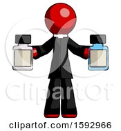 Poster, Art Print Of Red Clergy Man Holding Two Medicine Bottles