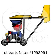 Poster, Art Print Of Red Police Man In Ultralight Aircraft Side View
