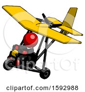 Poster, Art Print Of Red Clergy Man In Ultralight Aircraft Top Side View