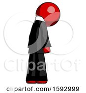 Poster, Art Print Of Red Clergy Man Depressed With Head Down Back To Viewer Right