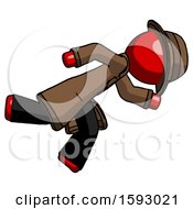 Poster, Art Print Of Red Detective Man Running While Falling Down