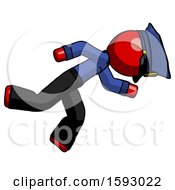Poster, Art Print Of Red Police Man Running While Falling Down