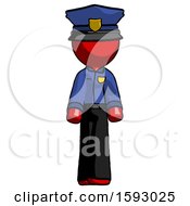 Red Police Man Walking Front View