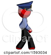 Poster, Art Print Of Red Police Man Walking Right Side View