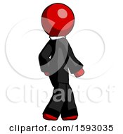 Poster, Art Print Of Red Clergy Man Walking Away Direction Right View