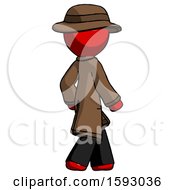 Poster, Art Print Of Red Detective Man Walking Away Direction Right View
