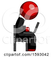Poster, Art Print Of Red Clergy Man Using Laptop Computer While Sitting In Chair View From Side