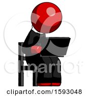 Poster, Art Print Of Red Clergy Man Using Laptop Computer While Sitting In Chair Angled Right