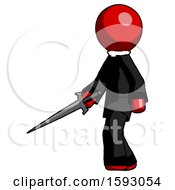 Red Clergy Man With Sword Walking Confidently