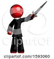Red Clergy Man Holding Sword In The Air Victoriously