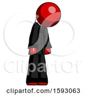 Red Clergy Man Depressed With Head Down Turned Right