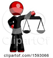 Poster, Art Print Of Red Clergy Man Holding Scales Of Justice