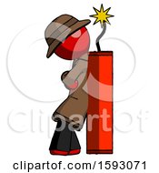 Poster, Art Print Of Red Detective Man Leaning Against Dynimate Large Stick Ready To Blow