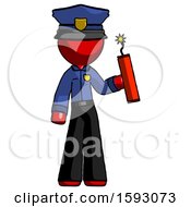 Poster, Art Print Of Red Police Man Holding Dynamite With Fuse Lit