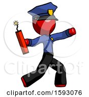 Red Police Man Throwing Dynamite