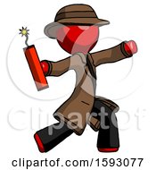 Poster, Art Print Of Red Detective Man Throwing Dynamite