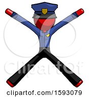 Poster, Art Print Of Red Police Man With Arms And Legs Stretched Out