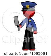 Poster, Art Print Of Red Police Man Holding Meat Cleaver