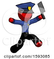Poster, Art Print Of Red Police Man Psycho Running With Meat Cleaver