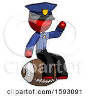 Poster, Art Print Of Red Police Man Sitting On Giant Football