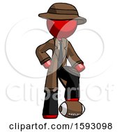 Poster, Art Print Of Red Detective Man Standing With Foot On Football