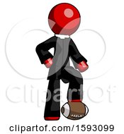 Poster, Art Print Of Red Clergy Man Standing With Foot On Football