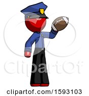 Poster, Art Print Of Red Police Man Holding Football Up