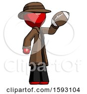 Poster, Art Print Of Red Detective Man Holding Football Up