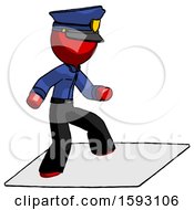 Poster, Art Print Of Red Police Man On Postage Envelope Surfing
