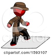 Poster, Art Print Of Red Detective Man On Postage Envelope Surfing