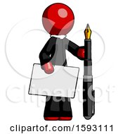 Poster, Art Print Of Red Clergy Man Holding Large Envelope And Calligraphy Pen