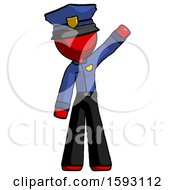 Red Police Man Waving Emphatically With Left Arm