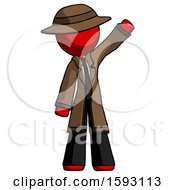 Red Detective Man Waving Emphatically With Left Arm