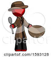 Poster, Art Print Of Red Detective Man With Empty Bowl And Spoon Ready To Make Something
