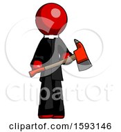 Poster, Art Print Of Red Clergy Man Holding Red Fire Fighters Ax