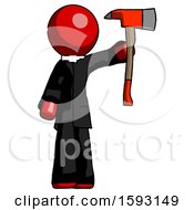 Poster, Art Print Of Red Clergy Man Holding Up Red Firefighters Ax