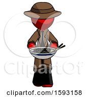 Poster, Art Print Of Red Detective Man Serving Or Presenting Noodles