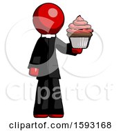 Poster, Art Print Of Red Clergy Man Presenting Pink Cupcake To Viewer