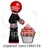 Poster, Art Print Of Red Clergy Man With Giant Cupcake Dessert
