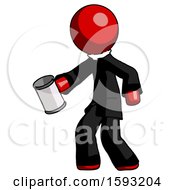 Poster, Art Print Of Red Clergy Man Begger Holding Can Begging Or Asking For Charity Facing Left