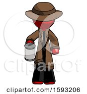Poster, Art Print Of Red Detective Man Begger Holding Can Begging Or Asking For Charity
