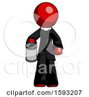 Poster, Art Print Of Red Clergy Man Begger Holding Can Begging Or Asking For Charity