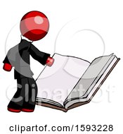 Poster, Art Print Of Red Clergy Man Reading Big Book While Standing Beside It
