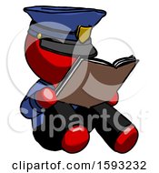 Poster, Art Print Of Red Police Man Reading Book While Sitting Down