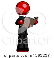 Poster, Art Print Of Red Clergy Man Reading Book While Standing Up Facing Away