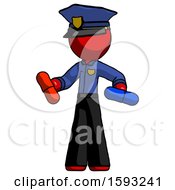Poster, Art Print Of Red Police Man Red Pill Or Blue Pill Concept