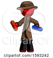 Poster, Art Print Of Red Detective Man Red Pill Or Blue Pill Concept