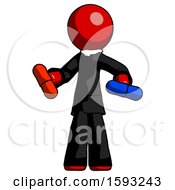 Poster, Art Print Of Red Clergy Man Red Pill Or Blue Pill Concept
