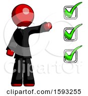 Poster, Art Print Of Red Clergy Man Standing By List Of Checkmarks