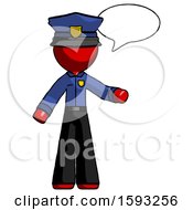 Poster, Art Print Of Red Police Man With Word Bubble Talking Chat Icon
